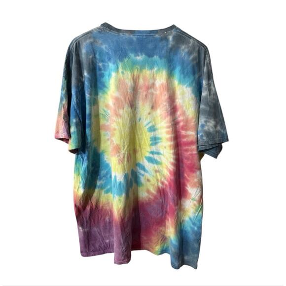 VTG Psychedelic Rainbow Cat Head Kitten Face Tie Dye Spiral Tee T Shirt Top XL - Picture 2 of 3